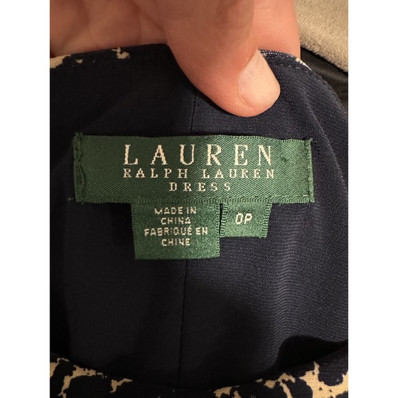 Lauren Ralph Lauren, Women's Sheath Dress, Navy Animal Print ¾ Sleeve, Size 0P - Picture 5 of 8
